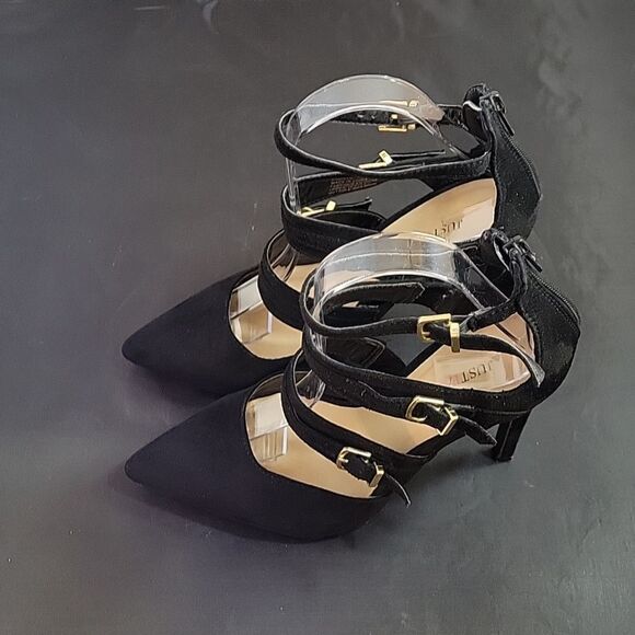 JUSTFAB MULTI-STRAP ADJUSTABLE BUCKLE BACK ZIP CLOSURE WOMEN"S SHOE - Picture 7 of 13